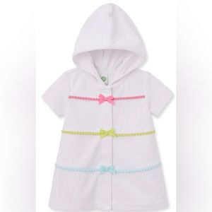 Little Me Baby Girls Bow Pom Pom Swim Beach Cover Up 24m